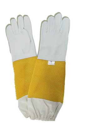 comprare Guanti di pelle di pecora bianca di qualità professionale per l'apicoltura con manopola ventilata da 470 mm a 500 mm di lunghezza fabbricazione online
