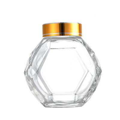 comprare Coperchio nero rosso del metallo di Honey Bottle With Golden Silver di esagono di vetro di 200ML 380ML fabbricazione online