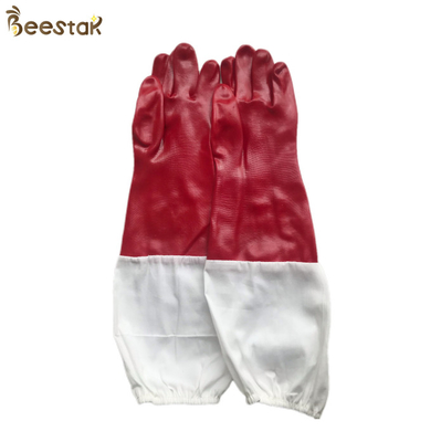 comprare Guanti di gomma rossi di apicoltura della manica del panno di Honey Bee Gloves With White fabbricazione online
