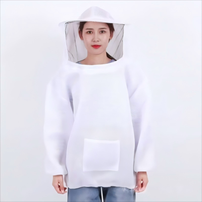 Giacca da apicoltura traspirante con cappello protettivo per api - Bianco