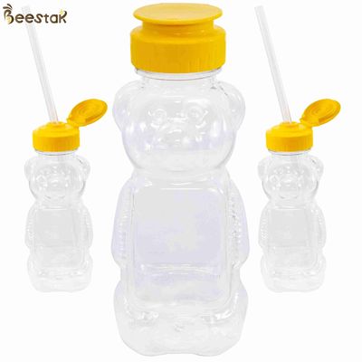 Alta qualità all'ingrosso 300g Honey Jar And Spoon Plastic Honey Bear Bottles vuoto