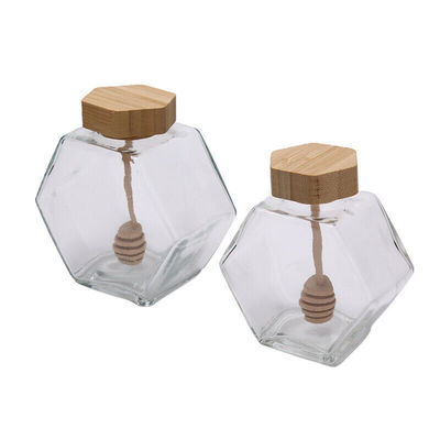 Bottiglie di vetro di Honey Jar Hexagon Glass Honey della radura della salsa dell'inceppamento 220ML